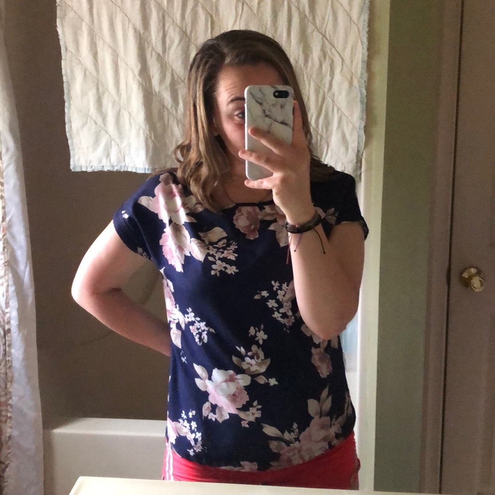 navy floral patterned float top